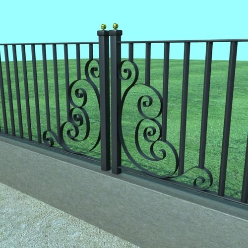 Wrought Iron Fence 01 High res 3D Model .max .obj .3ds .fbx
