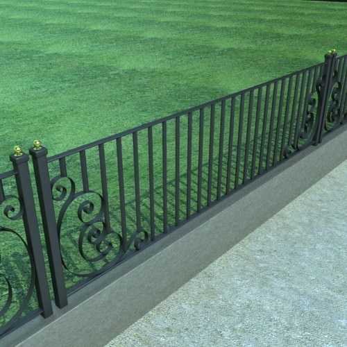 Wrought Iron Fence 01 High res 3D Model .max .obj .3ds .fbx