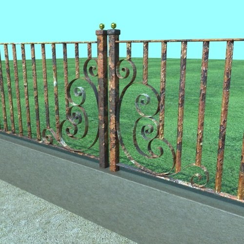 Wrought Iron Fence 01 High res 3D Model .max .obj .3ds .fbx