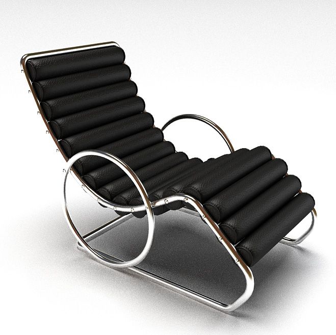 Steel Framed Black Easy Chair 3D Model