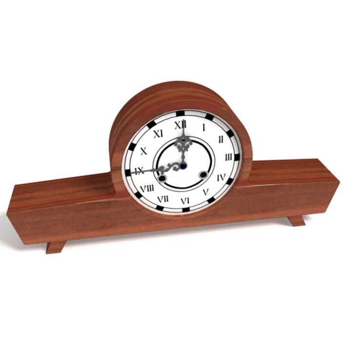 Wooden Analog Shelf Clock 3D Model