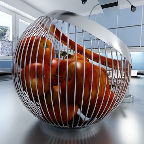 Red Apples in Decorative Metal Wire Container 3D Model .max .obj .3ds .fbx