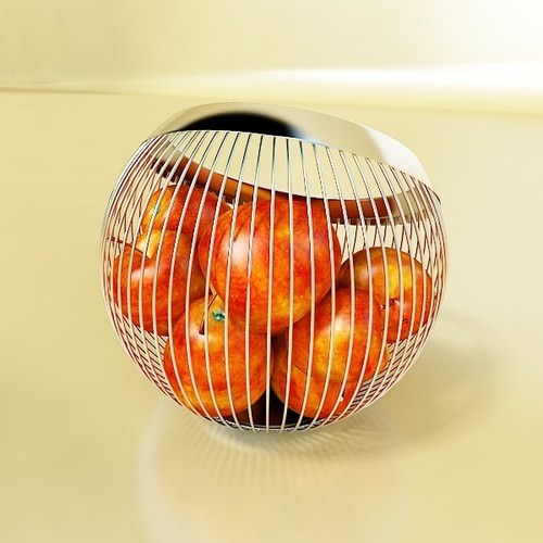 Red Apples in Decorative Metal Wire Container 3D Model .max .obj .3ds .fbx