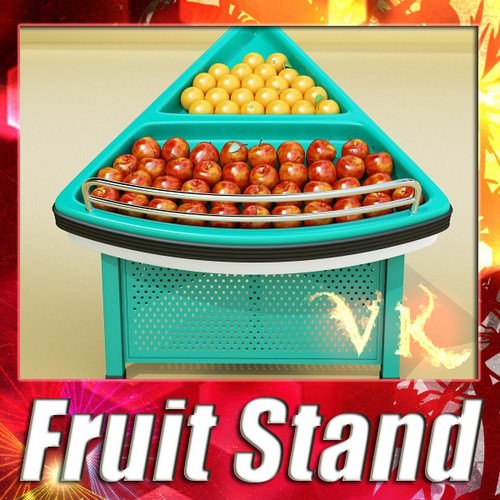 Grocery Store Produce Display Fruits 3D Model .max .obj .3ds .fbx