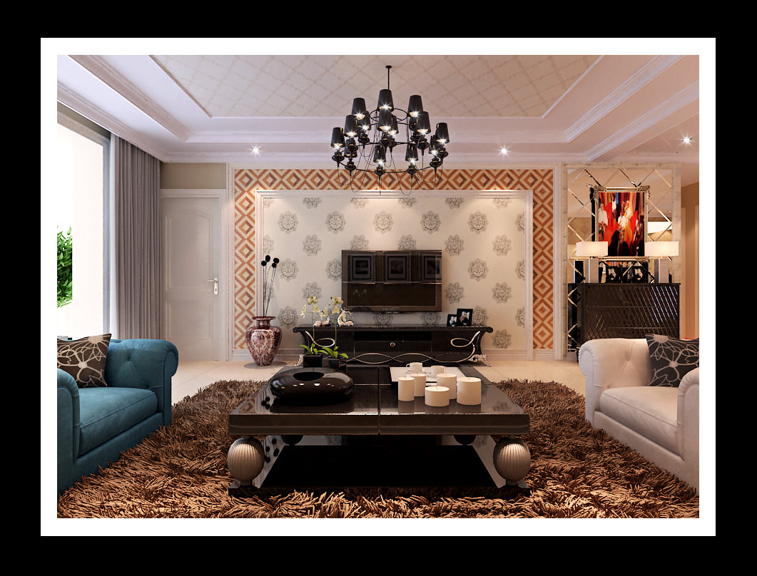 Modern Living Room With Brown Fur Carpet 3D Model .max - CGTrader.