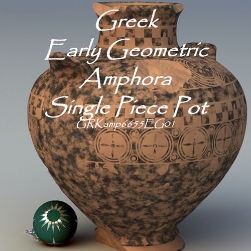Greek Early Geometric Amphora Single Piece Pot GEKamp6655EG01 3D Model .obj .lwo .lw .lws