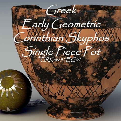 Greek Corinthian Early Geometric Skyphos Single Piece Pot GRKskc32EG01 3D Model .obj .lwo .lw .lws