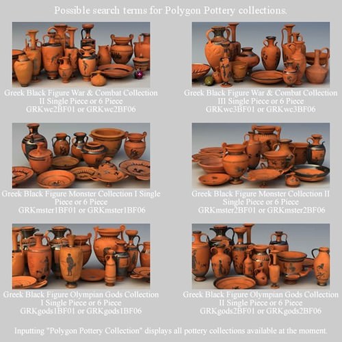 Greek Bilingual Various Subjects Collection I Single Piece Pottery GRKvs1BI01 3D Model .obj .lwo .lw .lws