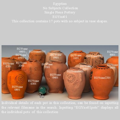 Egyptian No Subjects Collection Single Piece Pottery EGYns01 3D Model .obj .lwo .lw .lws