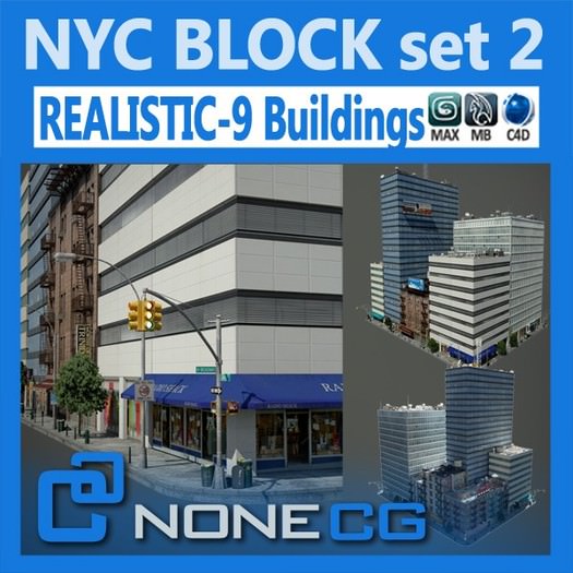 NYC Block Set 2 3D Model .max .c4d .ma .mb