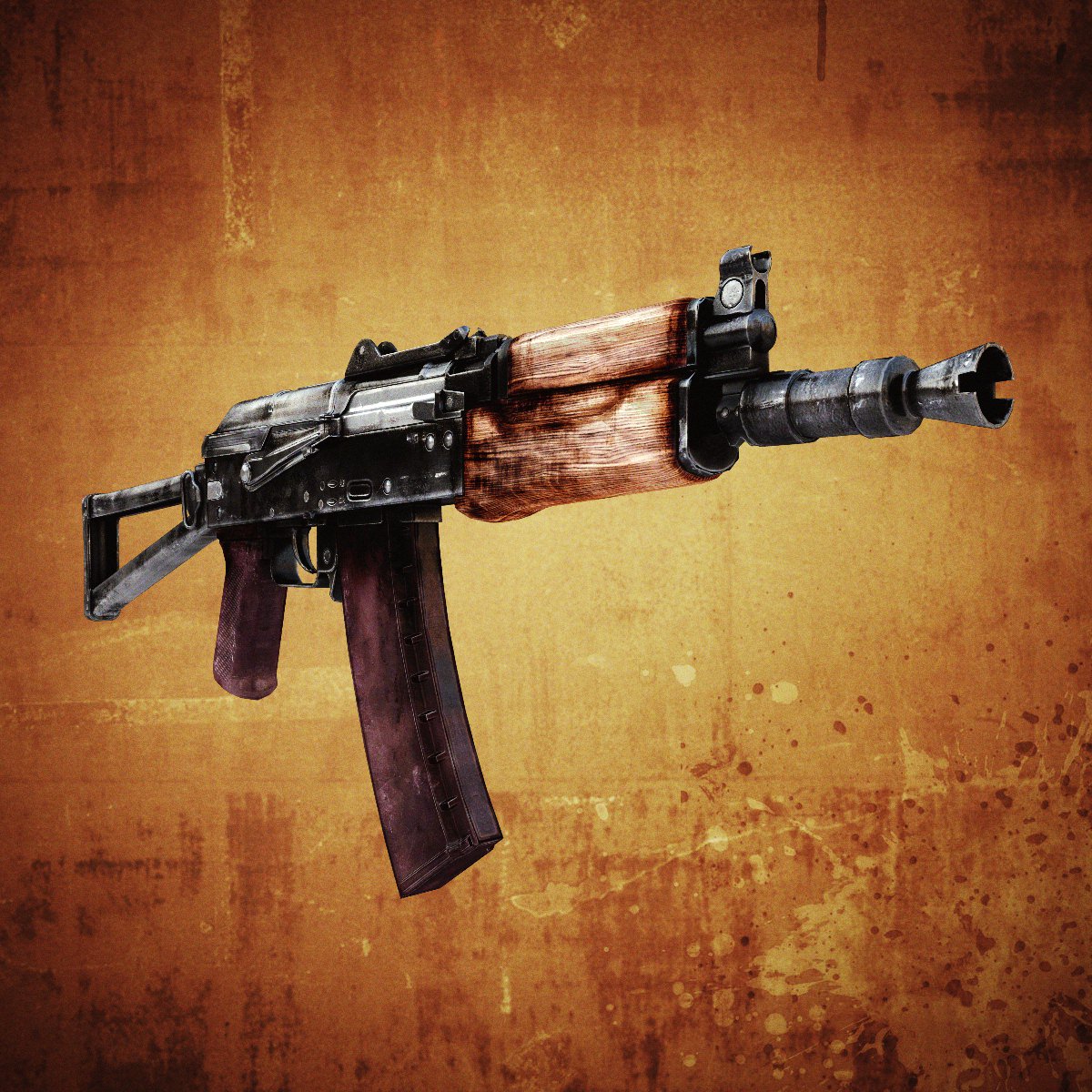 AKS-74U Assault Rifle 3D Model Game ready .max .obj .fbx