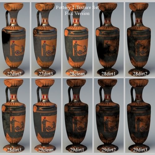 Greek Bilingual Various Subjects Collection II 9 Piece Pottery GRKvs2BI09 3D Model .obj .lwo .lw .lws