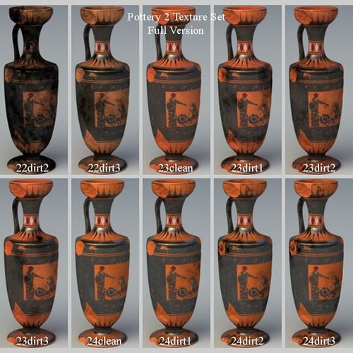 Greek Bilingual Various Subjects Collection II 9 Piece Pottery GRKvs2BI09 3D Model .obj .lwo .lw .lws