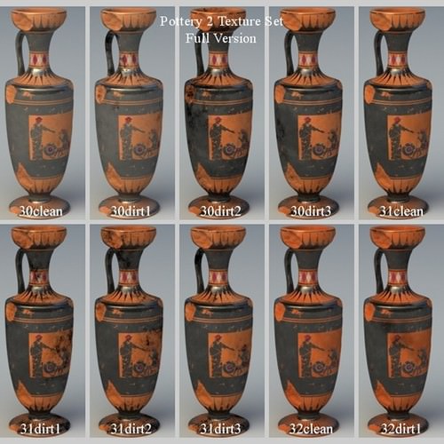 Greek Bilingual Various Subjects Collection II 9 Piece Pottery GRKvs2BI09 3D Model .obj .lwo .lw .lws