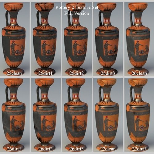 Greek Bilingual Various Subjects Collection II 9 Piece Pottery GRKvs2BI09 3D Model .obj .lwo .lw .lws