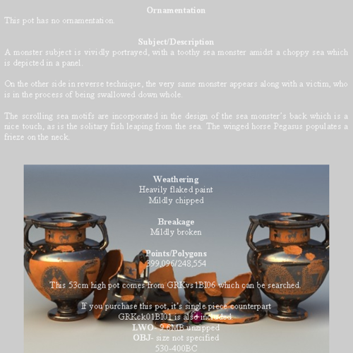 Greek Bilingual Column Krater 6 Piece Pot GRKck01BI06 3D Model .obj .lwo .lw .lws