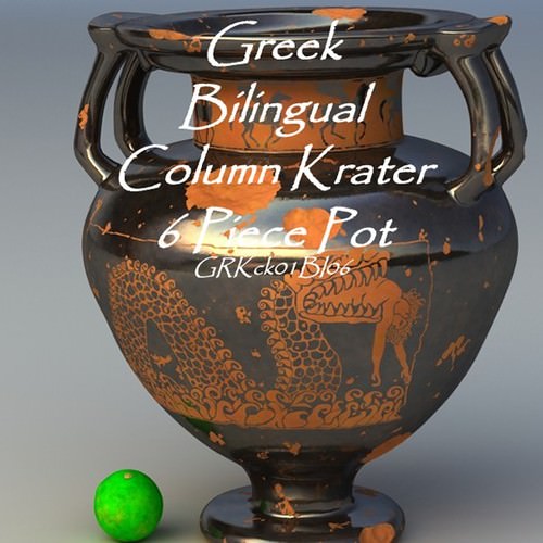 Greek Bilingual Column Krater 6 Piece Pot GRKck01BI06 3D Model .obj .lwo .lw .lws