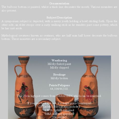 Greek Acorn Lekythos 6 Piece Pot GRKaclek12BI06 3D Model .obj .lwo .lw .lws