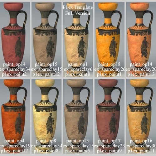 Greek Red Figure Animal Collection I 6 Piece Pottery GRKanimal1RF06 3D Model .obj .lwo .lw .lws