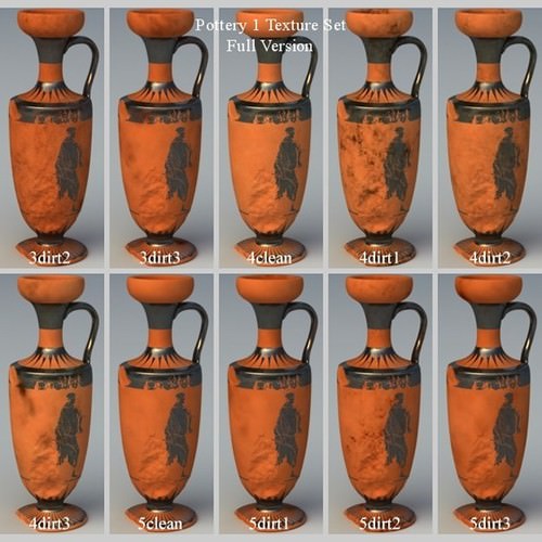 Greek Red Figure Animal Collection I 6 Piece Pottery GRKanimal1RF06 3D Model .obj .lwo .lw .lws