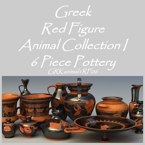 Greek Red Figure Animal Collection I 6 Piece Pottery GRKanimal1RF06 3D Model .obj .lwo .lw .lws