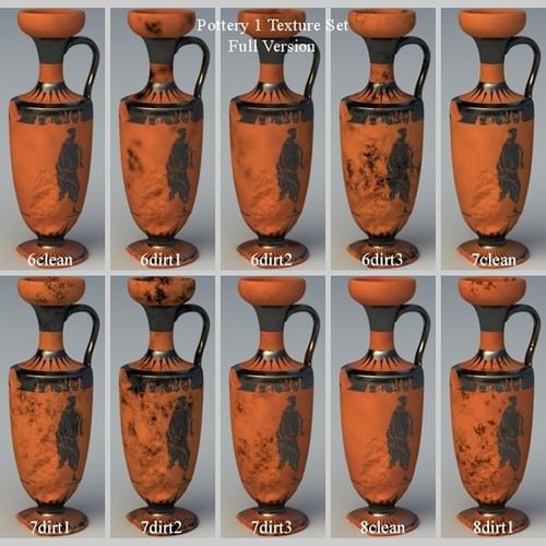 Greek Red Figure Animal Collection I 6 Piece Pottery GRKanimal1RF06 3D Model .obj .lwo .lw .lws