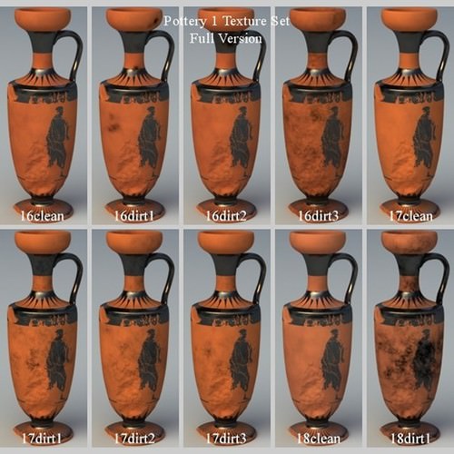 Greek Red Figure Animal Collection I 6 Piece Pottery GRKanimal1RF06 3D Model .obj .lwo .lw .lws