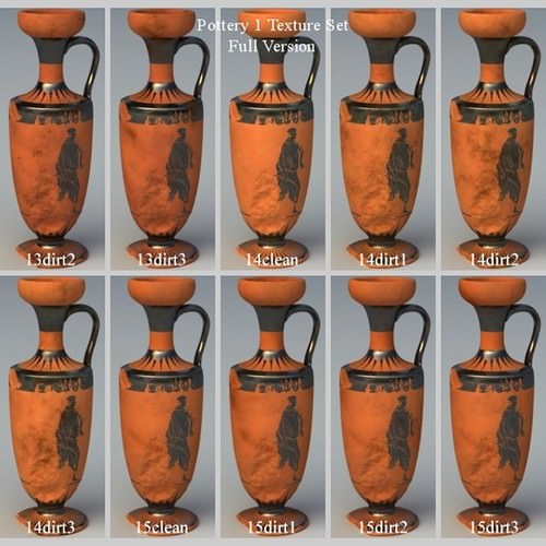 Greek Red Figure Animal Collection I 6 Piece Pottery GRKanimal1RF06 3D Model .obj .lwo .lw .lws