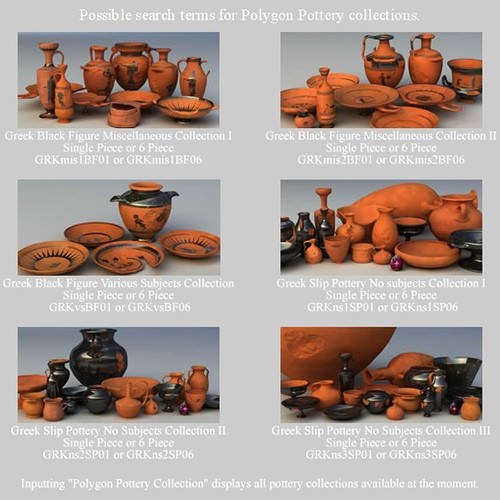 Greek Red Figure Animal Collection I 6 Piece Pottery GRKanimal1RF06 3D Model .obj .lwo .lw .lws