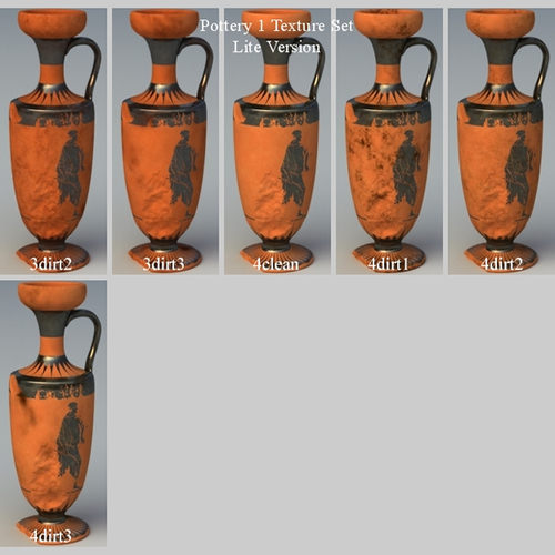 Greek Red Figure Animal Collection I 6 Piece Pottery GRKanimal1RF06 3D Model .obj .lwo .lw .lws