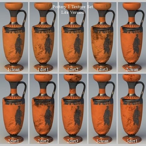 Greek Red Figure Animal Collection I 6 Piece Pottery GRKanimal1RF06 3D Model .obj .lwo .lw .lws