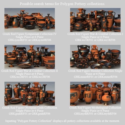 Greek Red Figure Animal Collection I 6 Piece Pottery GRKanimal1RF06 3D Model .obj .lwo .lw .lws