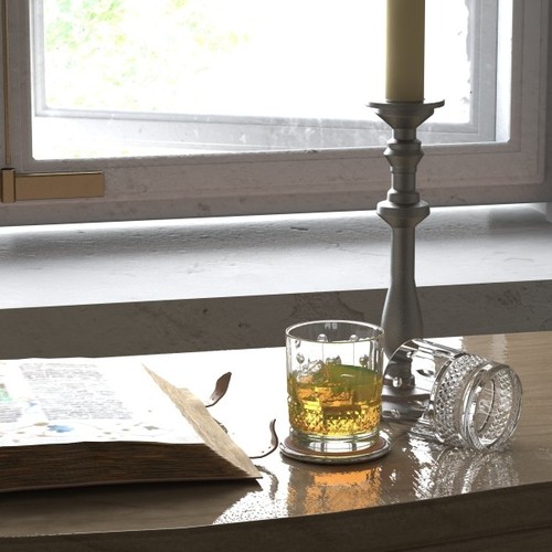 High Detailed Whisky Cut Glass and Chivas Coaster 3D Model .max .obj .3ds .fbx