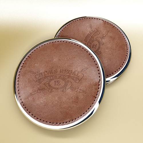High Detailed Whisky Cut Glass and Chivas Coaster 3D Model .max .obj .3ds .fbx