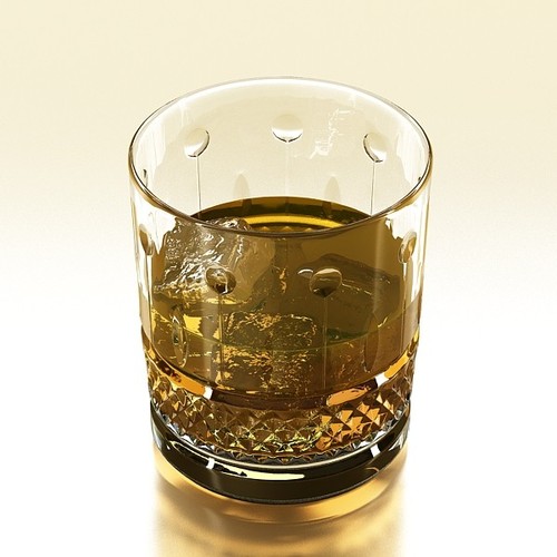 High Detailed Whisky Cut Glass and Chivas Coaster 3D Model .max .obj .3ds .fbx