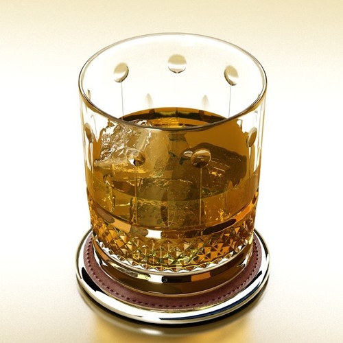 High Detailed Whisky Cut Glass and Chivas Coaster 3D Model .max .obj .3ds .fbx