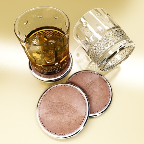 High Detailed Whisky Cut Glass and Chivas Coaster 3D Model .max .obj .3ds .fbx