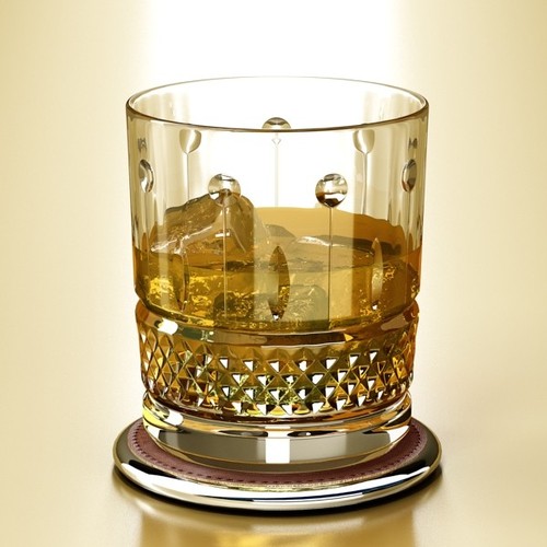 High Detailed Whisky Cut Glass and Chivas Coaster 3D Model .max .obj .3ds .fbx