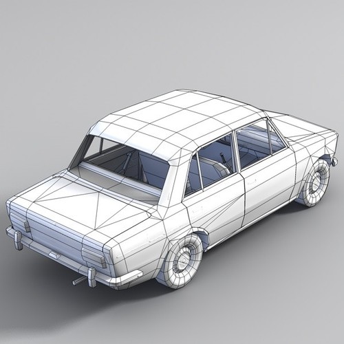 Low Poly VAZ 2103 Car 3D Model .obj .c4d