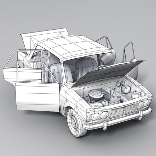 Low Poly VAZ 2103 Car 3D Model .obj .c4d