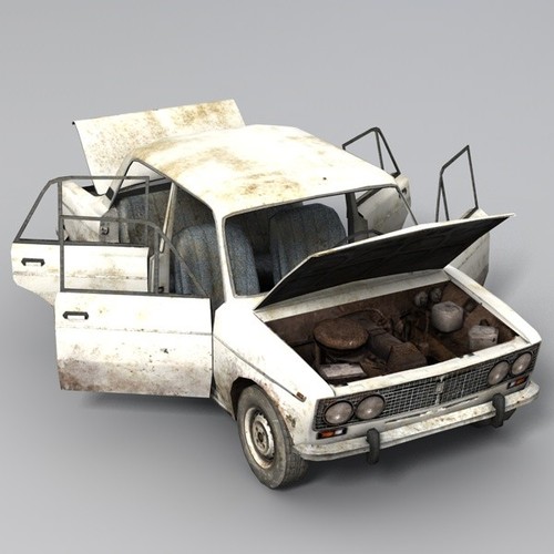 Low Poly VAZ 2103 Car 3D Model .obj .c4d