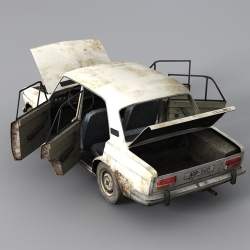 Low Poly VAZ 2103 Car 3D Model .obj .c4d