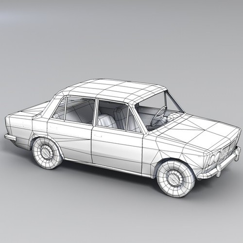 Low Poly VAZ 2103 Car 3D Model .obj .c4d