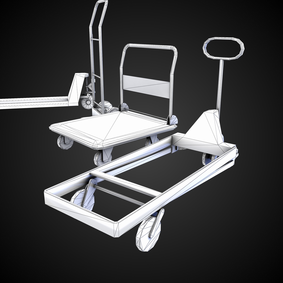 Warehouse Dollies 3D Model Game ready .max .obj .fbx .lwo .lw .lws .ma