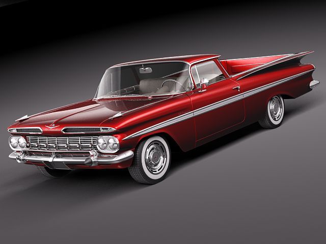 Chevrolet El Camino 1959 3D Model Chevrolet El Camino 1959 3D Model .max .obj .3ds .fbx .lwo .lw .lws