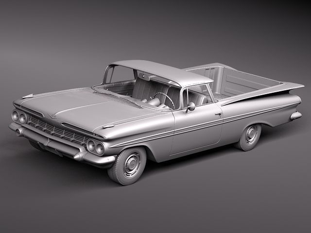 Chevrolet El Camino 1959 3D Model Chevrolet El Camino 1959 3D Model .max .obj .3ds .fbx .lwo .lw .lws