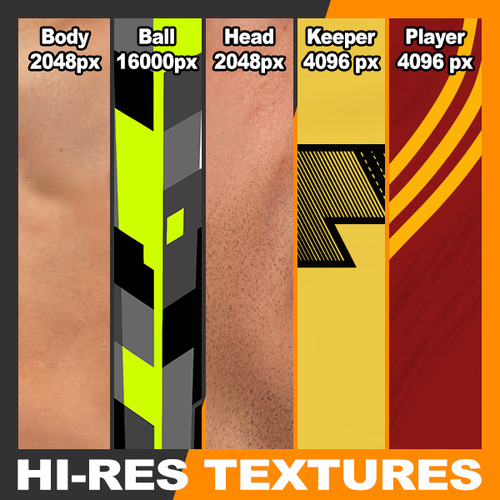 Rigged Football Player and Goalkeeper - Spain National Team 3D Model .max .c4d .ma .mb