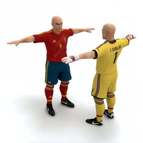 Rigged Football Player and Goalkeeper - Spain National Team 3D Model .max .c4d .ma .mb
