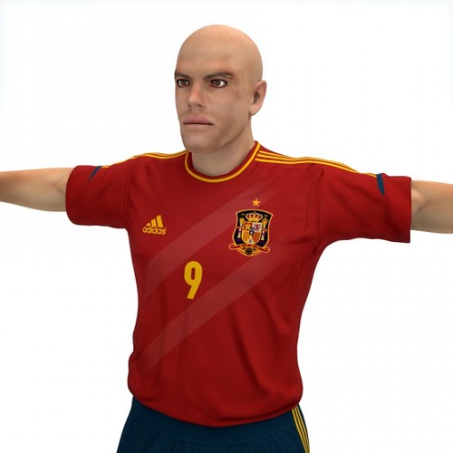Rigged Football Player and Goalkeeper - Spain National Team 3D Model .max .c4d .ma .mb