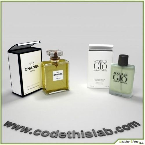 Replica Perfume Bottles Chanel N°5 and Acqua di Giò 3D Model .max .obj .fbx